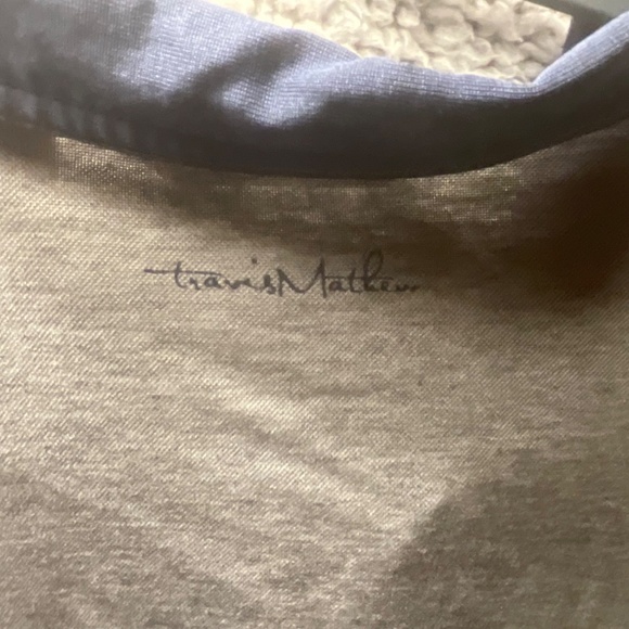 Travis Mathew Gray with blue collar polo golf shirt.  Size XXL - Picture 7 of 8